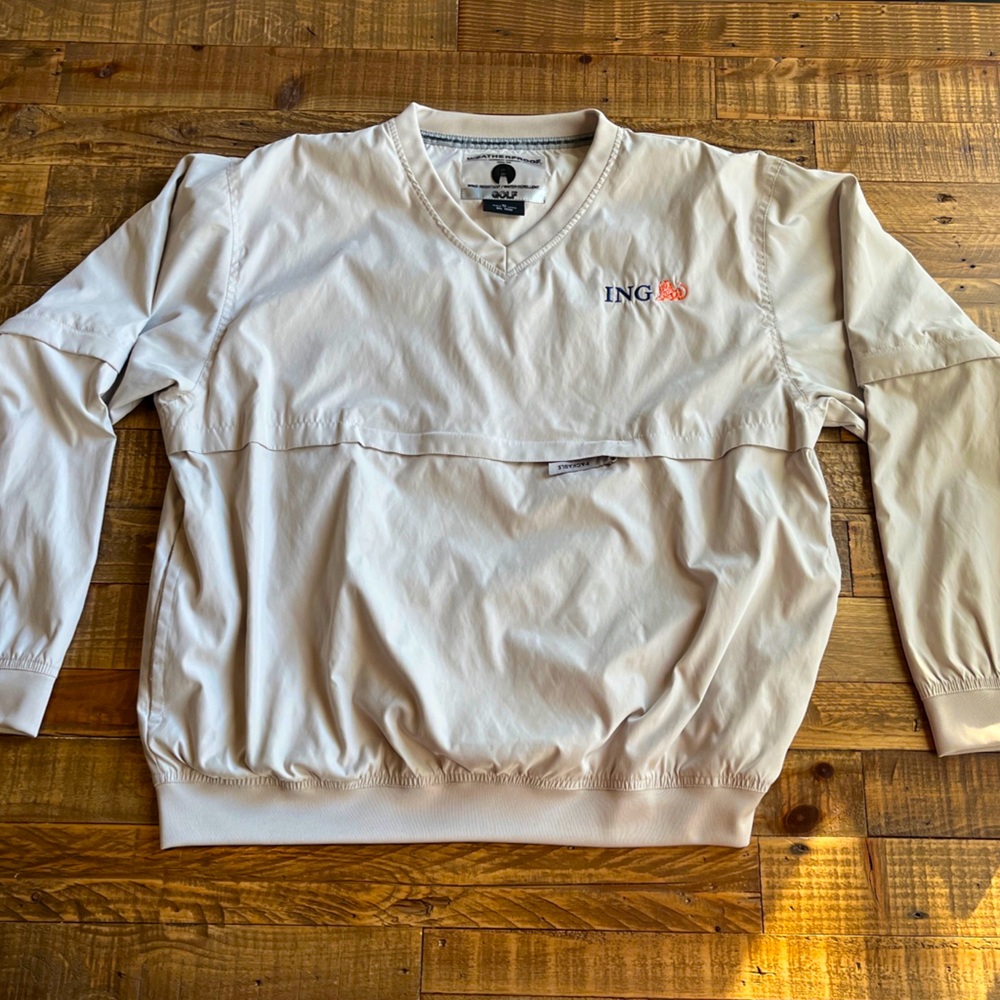 Mens ING Financial Golf Pullover XL Beige Weatherproof Brand